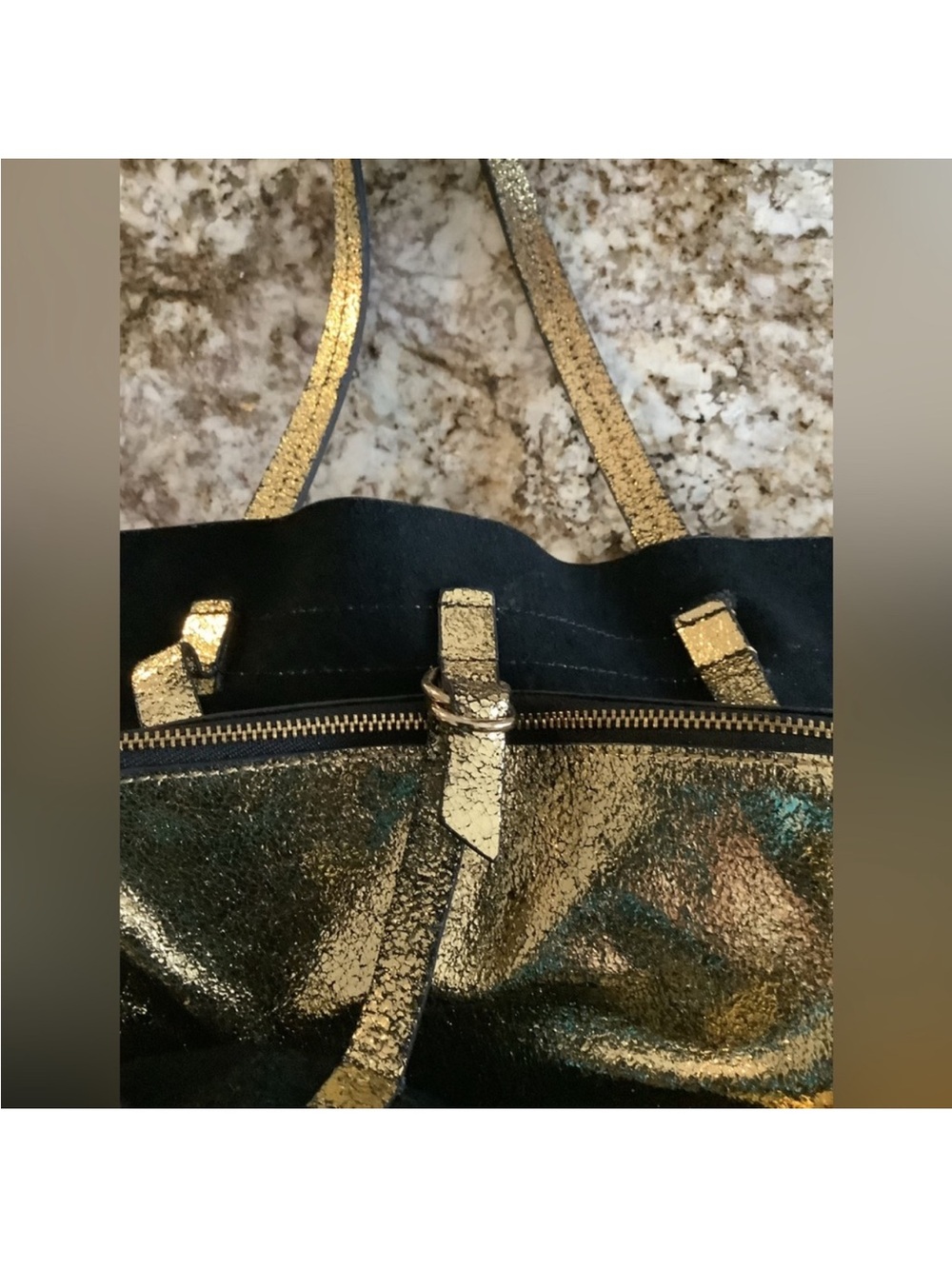 Zara Gold Metallic large leather Tote Bag - - Picture 7 of 15